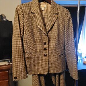 Talbots wool pants suit- tan and brown- 10 jacket/12 pants